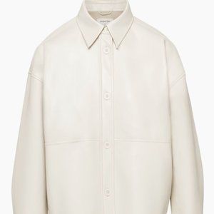 Babaton Pelli Hip Shirt Jacket Size Small Matte Pearl